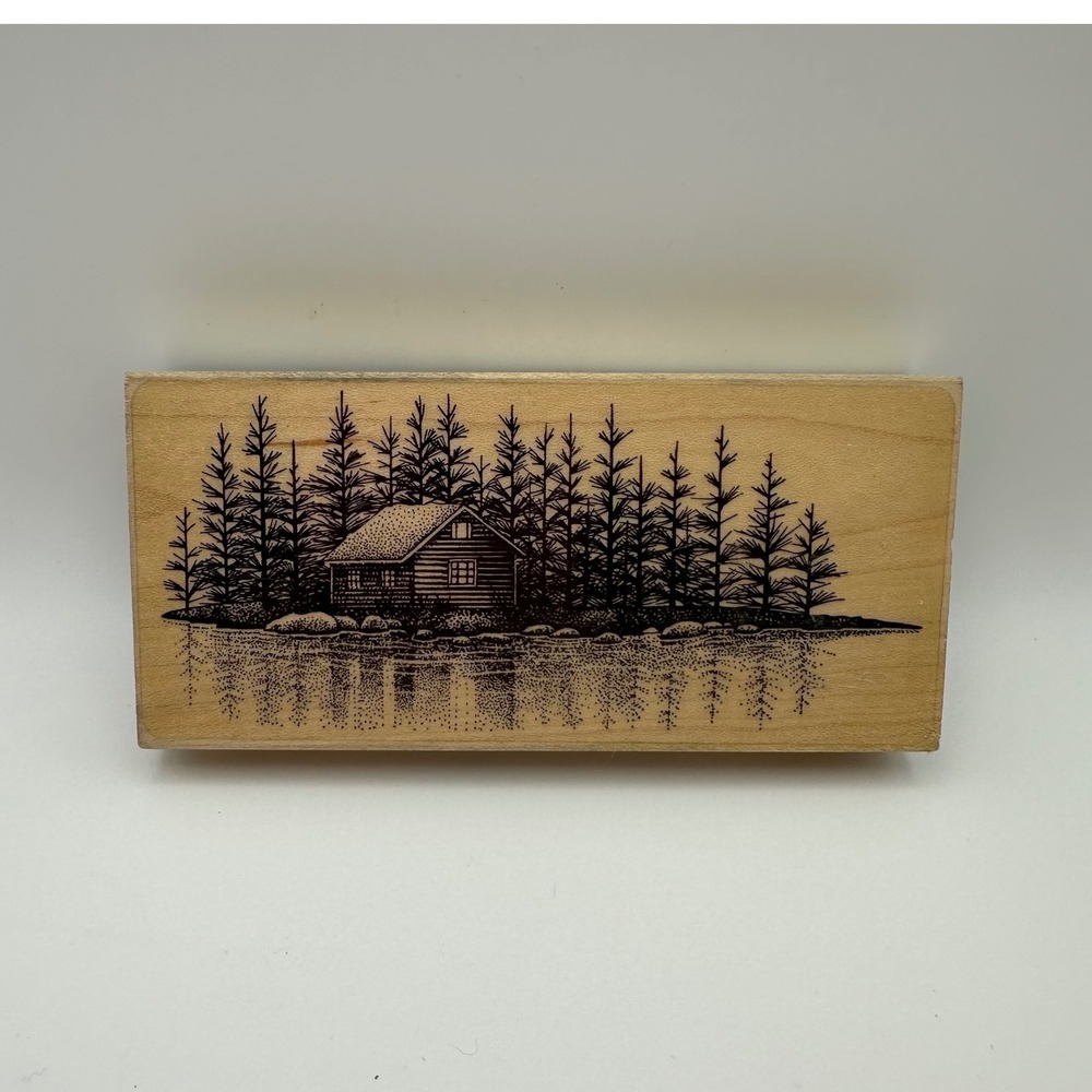 Stampscapes Lakeside Cabin 147F Nature Scenery Mount Rubber Stamp Vintage 1996